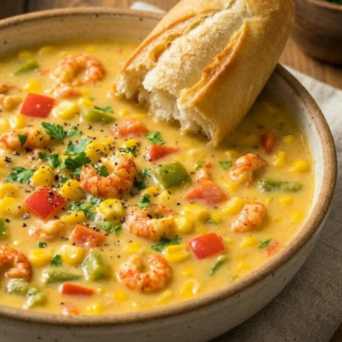 Crawfish, Corn & Pepper Soup