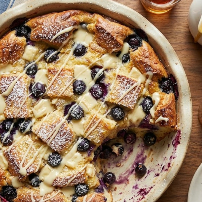 White Chocolate Blueberry Bread Pudding